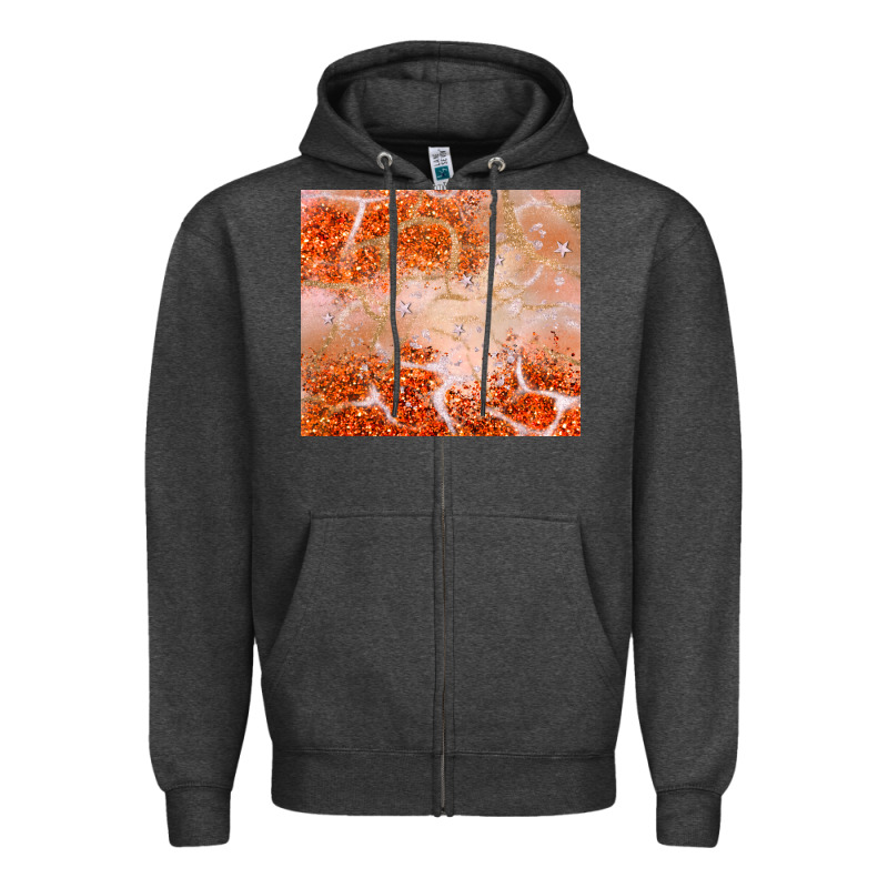 Orange Glitter Zipper Hoodie by JahusDesignShop | Teevron