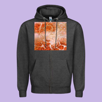 Orange Glitter Zipper Hoodie Designed By Jahusdesignshop