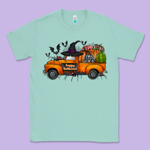 Happy Halloween Truck Classic Tee Designed By Cowhidedigitalart