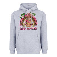 Heather Grey easter pink camouflage egg hunter  bunny rainbow Heavyweight Hoodie - BarkalooDesign