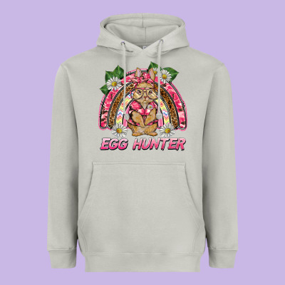 Easter Pink Camouflage Egg Hunter  Bunny Rainbow Heavyweight Hoodie Designed By Barkaloodesign