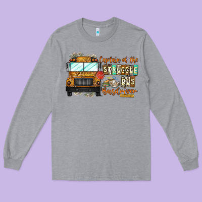 Captain Of Struggle Bus Busdrive Long Sleeve Tee Designed By Cowhidedigitalart