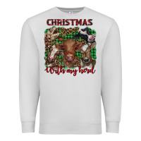 Dove Grey christmas with my herd cows Premium Sweatshirt - BarkalooDesign