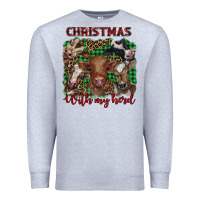 Heather Grey christmas with my herd cows Premium Sweatshirt - BarkalooDesign