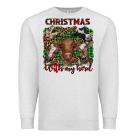 Oatmeal Heather christmas with my herd cows Premium Sweatshirt - BarkalooDesign