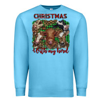 Ocean Blue christmas with my herd cows Premium Sweatshirt - BarkalooDesign