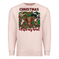 Pale Pink christmas with my herd cows Premium Sweatshirt - BarkalooDesign