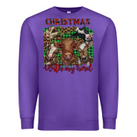 Purple christmas with my herd cows Premium Sweatshirt - BarkalooDesign