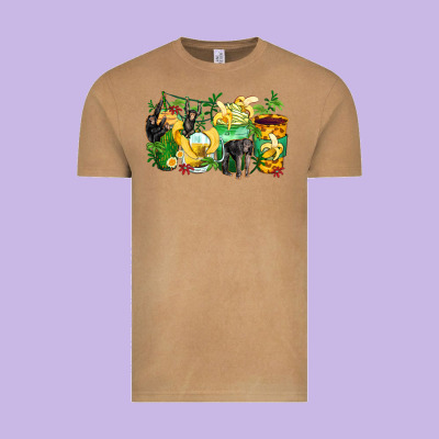 Monkey Coffee Cups Vintage Tee Designed By Zillion Design Studio