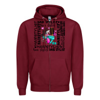 Burgundy hair stylist elementary Zipper Hoodie - AdoDesignShop
