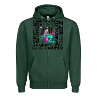 Sports Green hair stylist elementary Zipper Hoodie - AdoDesignShop