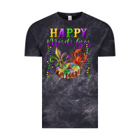Cloud Black Happy Mardi Gras Fleur De Lis King Cake Crawfish Vintage Tee - RanaPortraitStore