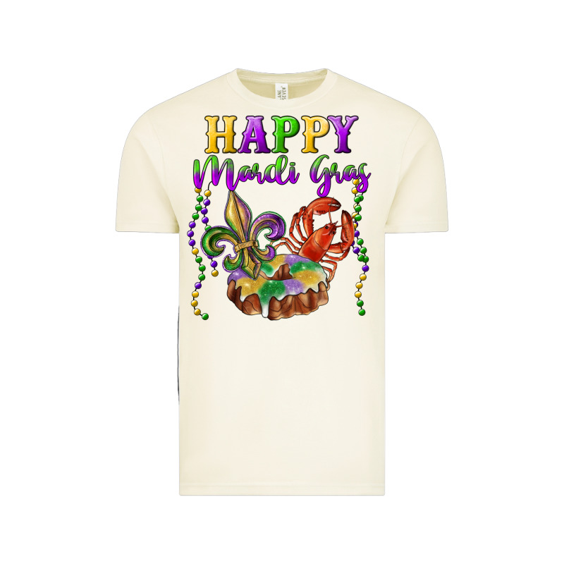 Happy Mardi Gras Fleur De Lis King Cake Crawfish Vintage Tee by RanaPortraitStore | Teevron