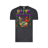 Vintage Black Happy Mardi Gras Fleur De Lis King Cake Crawfish Vintage Tee - RanaPortraitStore