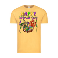 Vintage Mustard Happy Mardi Gras Fleur De Lis King Cake Crawfish Vintage Tee - RanaPortraitStore