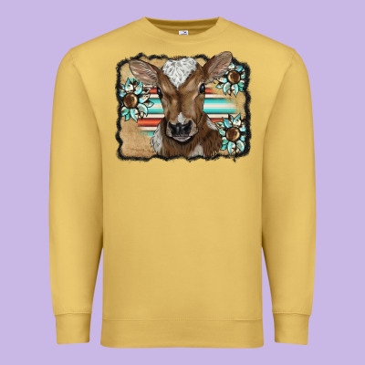 Western Wreath Baby Calf Premium Sweatshirt Designed By Barkaloodesign