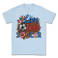 Dusty Blue live love soccer Classic Tee - HRA Design Shop