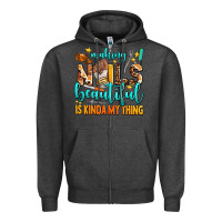 Charcoal Heather making nails beautiful is kinda my thing Zipper Hoodie - AdoDesignShop