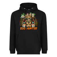 Black easter egg hunter  rabbit rainbow Heavyweight Hoodie - BarkalooDesign