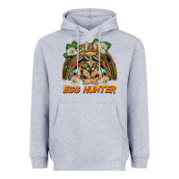 Heather Grey easter egg hunter  rabbit rainbow Heavyweight Hoodie - BarkalooDesign