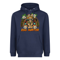 Navy easter egg hunter  rabbit rainbow Heavyweight Hoodie - BarkalooDesign