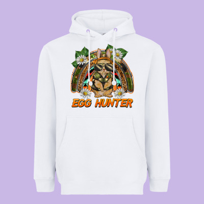 Easter Egg Hunter  Rabbit Rainbow Heavyweight Hoodie Designed By Barkaloodesign