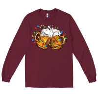Burgundy beer with christmas lights Long Sleeve Tee - FaDigitalArtStudio