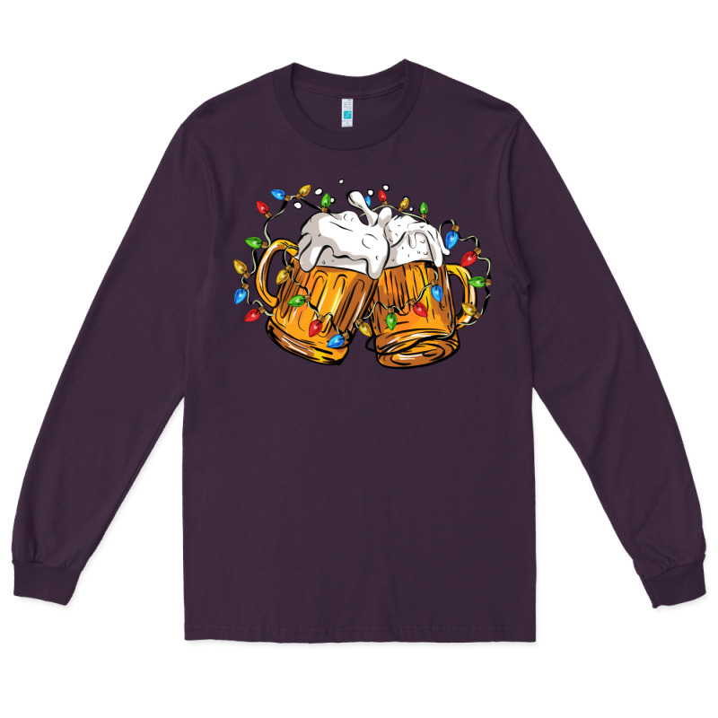 Beer With Christmas Lights Long Sleeve Tee by FaDigitalArtStudio | Teevron