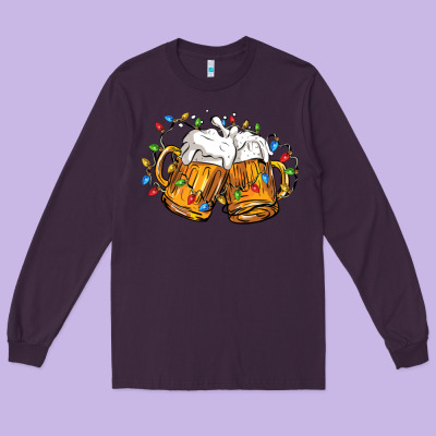Beer With Christmas Lights Long Sleeve Tee Designed By Fadigitalartstudio