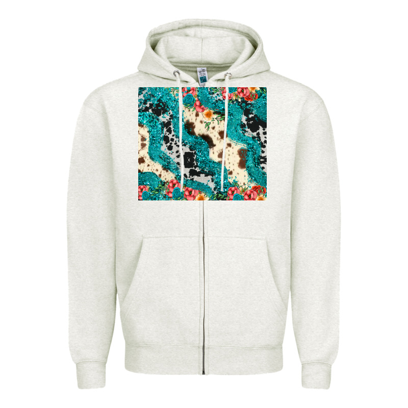 Turquoise Glitter Cowhide Zipper Hoodie by JahusDesignShop | Teevron