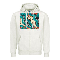 Oatmeal Heather turquoise glitter cowhide Zipper Hoodie - JahusDesignShop