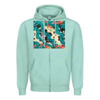 Seafoam turquoise glitter cowhide Zipper Hoodie - JahusDesignShop