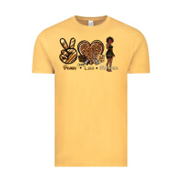 Vintage Mustard peace love melanin Vintage Tee - texasbilliewilder