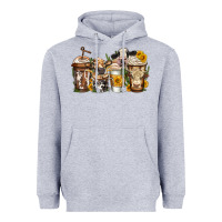Heather Grey cows coffee cups Heavyweight Hoodie - Jasminsmagicworld