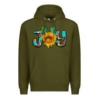 Army Green joy with sunflower and cactus ado Premium Hoodie - AdoDesignShop