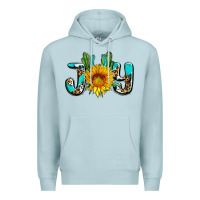 Blue Mist joy with sunflower and cactus ado Premium Hoodie - AdoDesignShop