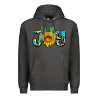 Charcoal Heather joy with sunflower and cactus ado Premium Hoodie - AdoDesignShop