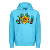 Ocean Blue joy with sunflower and cactus ado Premium Hoodie - AdoDesignShop