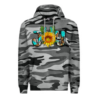 Slate Camo joy with sunflower and cactus ado Premium Hoodie - AdoDesignShop
