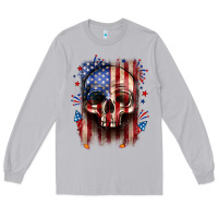 Moon Dust 4th of July skull American flag Long Sleeve Tee - Neo Western