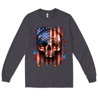 Smoke 4th of July skull American flag Long Sleeve Tee - Neo Western