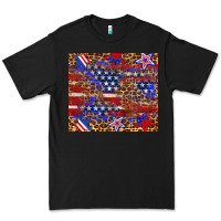 Black American flag and star leopard Premium Tee - Artiststas