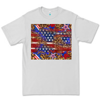 Dove Grey American flag and star leopard Premium Tee - Artiststas