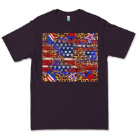 Plum American flag and star leopard Premium Tee - Artiststas