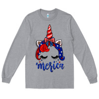 Heather Grey 4th of July unicorn Long Sleeve Tee - Neo Western