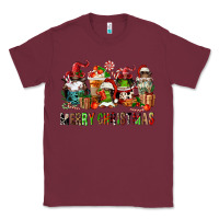 Burgundy merry christmas coffee afro gnomies Classic Tee - FaDigitalArtStudio