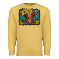 Antique Gold western leopard buffalo plaid baby highland cow Premium Sweatshirt - BarkalooDesign