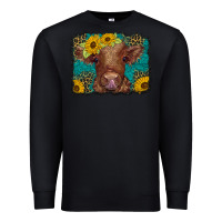 Black western leopard buffalo plaid baby highland cow Premium Sweatshirt - BarkalooDesign
