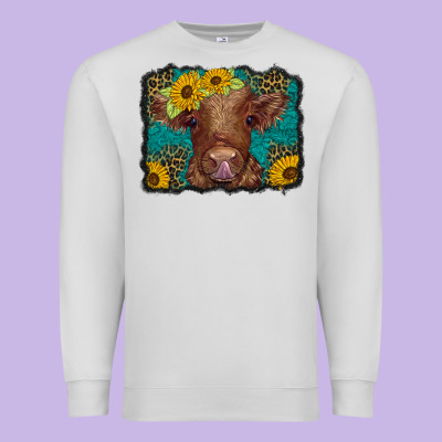 Western Leopard Buffalo Plaid Baby Highland Cow Premium Sweatshirt Designed By Barkaloodesign