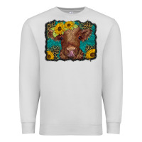 Dove Grey western leopard buffalo plaid baby highland cow Premium Sweatshirt - BarkalooDesign